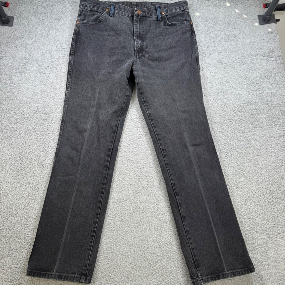 Wrangler 936WBK Mens Slim Fit Cowboy Cut Jeans Faded Black Denim 38x33